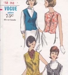 6099 1963 VOGUE BUTTON VESTS LENGTHS UNCUT PATTERN 14, 34'' B